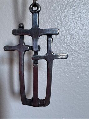 Vintage Eivind Hillestad Norway Pewter Triple Cross Necklace Model 42